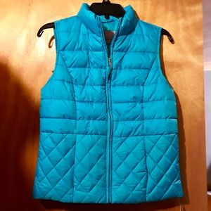 NWT Laura Scott petite puff vest in turquoise blue